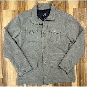 Kane & Unke Jacket Men's Sz XL Gray Military Utility Modern Blazer Button Logo